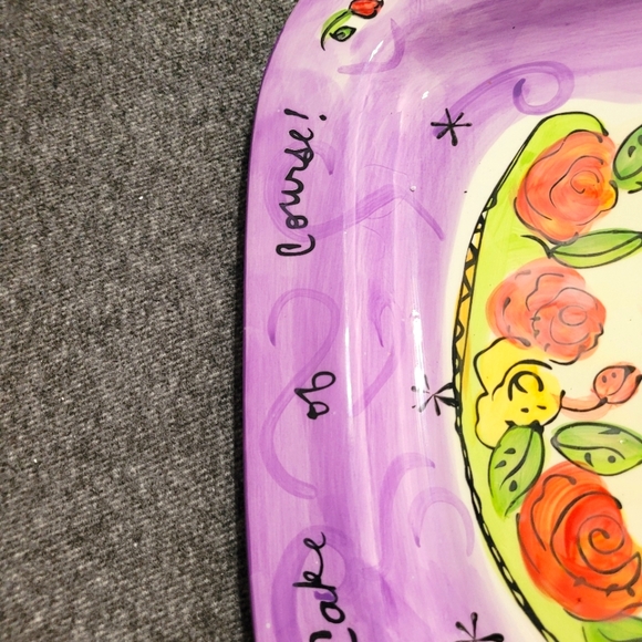 NEW Certified International Sweets Plater by Julia Junkin~Hand Painted~Cake - Picture 5 of 10